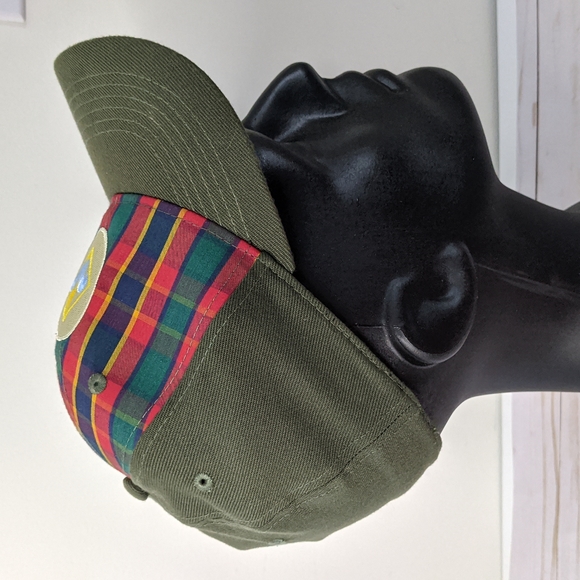 Official Uniform FLEXFFIT Cap for Webelos Cub Scout Green Plaid S/M - Picture 2 of 9